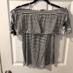 Loft - Off-The-Shoulder Black and White Top - Size S